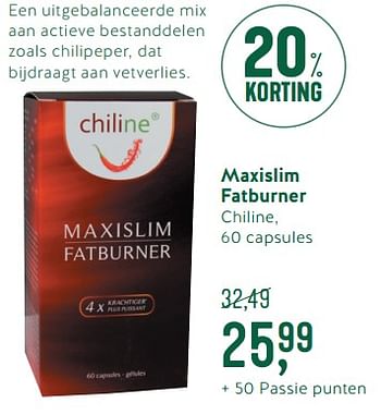 Promotions Maxislim fatburner - Chiline - Valide de 07/05/2018 à 27/05/2018 chez Holland & Barret