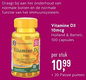 Promoties Vitamine d3 10mcg - Huismerk - Holland & Barrett - Geldig van 07/05/2018 tot 27/05/2018 bij Holland & Barret