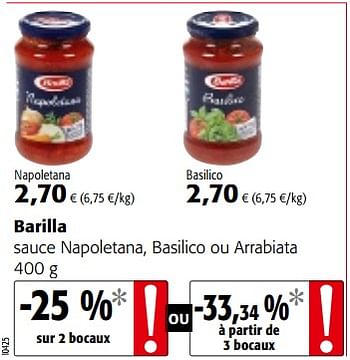 Promoties Barilla sauce napoletana, basilico ou arrabiata - Barilla - Geldig van 09/05/2018 tot 22/05/2018 bij Colruyt