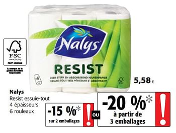 Promotions Nalys resist essuie-tout - Nalys - Valide de 09/05/2018 à 22/05/2018 chez Colruyt