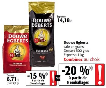 Promoties Douwe egberts café en grains dessert ou espresso - Douwe Egberts - Geldig van 09/05/2018 tot 22/05/2018 bij Colruyt