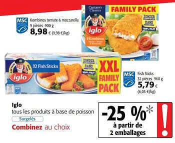 Promoties Iglo tous les produits à base de poisson - Iglo - Geldig van 09/05/2018 tot 22/05/2018 bij Colruyt