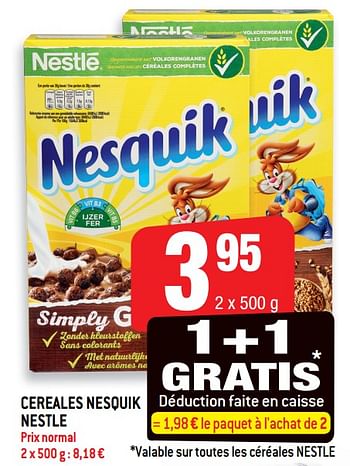 Promotions Cereales nesquik nestle - Nestlé - Valide de 16/05/2018 à 22/05/2018 chez Smatch
