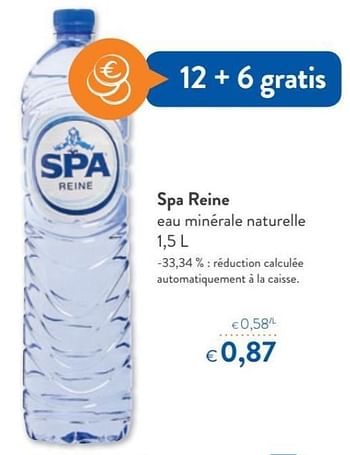 Promoties Spa reine eau minérale naturelle - Spa - Geldig van 09/05/2018 tot 22/05/2018 bij OKay