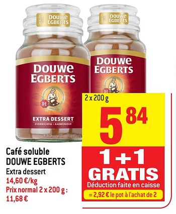 Promotions Café soluble douwe egberts - Douwe Egberts - Valide de 16/05/2018 à 22/05/2018 chez Match