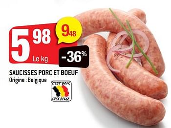 Promotions Saucisses porc et boeuf - Produit Maison - Smatch - Valide de 16/05/2018 à 22/05/2018 chez Smatch