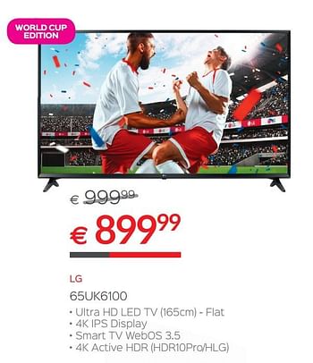 Promoties Lg 65uk6100 ultra hd led tv - LG - Geldig van 14/05/2018 tot 30/06/2018 bij Selexion