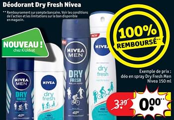 Promoties Déodorant dry fresh nivea - Nivea - Geldig van 15/05/2018 tot 27/05/2018 bij Kruidvat