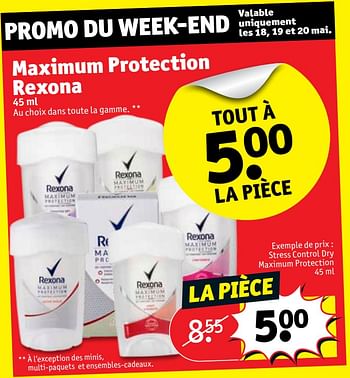 Promotions Rexona stress control dry maximum protection - Rexona - Valide de 15/05/2018 à 27/05/2018 chez Kruidvat