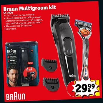 Promotions Braun multigroom kit sk 3000 - Braun - Valide de 15/05/2018 à 27/05/2018 chez Kruidvat