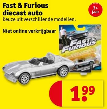 Promoties Fast + furious diecast auto - Huismerk - Kruidvat - Geldig van 15/05/2018 tot 27/05/2018 bij Kruidvat