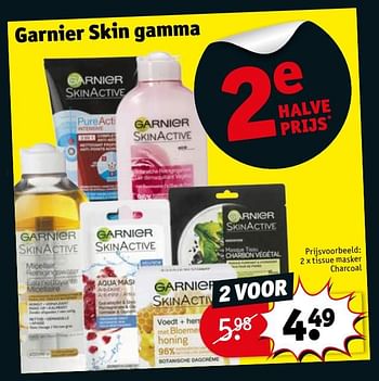 Promoties Garnier 2 x tissue masker charcoal - Garnier - Geldig van 15/05/2018 tot 27/05/2018 bij Kruidvat