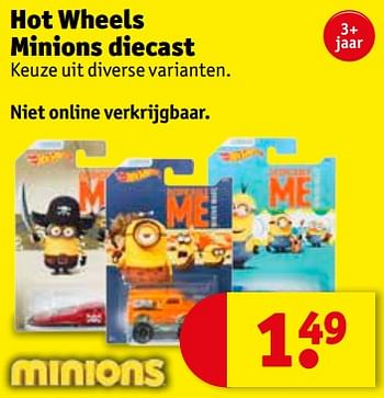 Promoties Hot wheels minions diecast - Hot Wheels - Geldig van 15/05/2018 tot 27/05/2018 bij Kruidvat