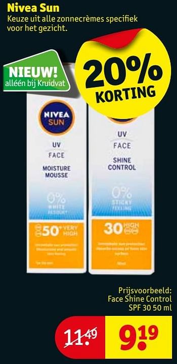 Promotions Nivea face shine control spf 30 - Nivea - Valide de 15/05/2018 à 27/05/2018 chez Kruidvat