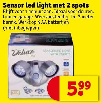 Promoties Sensor led light met 2 spots - Deluxa - Geldig van 15/05/2018 tot 27/05/2018 bij Kruidvat
