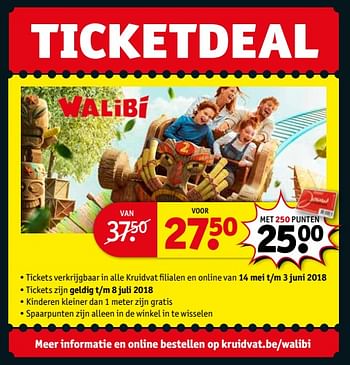 Promoties Ticketdeal walibi - Huismerk - Kruidvat - Geldig van 15/05/2018 tot 27/05/2018 bij Kruidvat