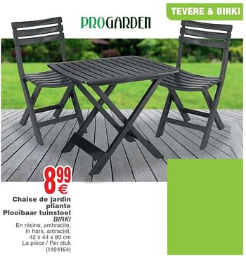 Promoties Chaise de jardin pliante plooibaar tuinstoel birki - Progarden - Geldig van 15/05/2018 tot 28/05/2018 bij Cora