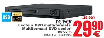 Promoties Denver lecteur dvd multiformat multiformaat dvd-speler dvh7785 - Denver - Geldig van 15/05/2018 tot 28/05/2018 bij Cora