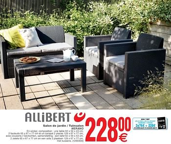 Promotions Salon de jardin - tuinsalon merano - Allibert - Valide de 15/05/2018 à 28/05/2018 chez Cora
