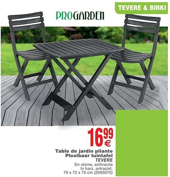 Promoties Table de jardin pliante plooibaar tuintafel tevere - Progarden - Geldig van 15/05/2018 tot 28/05/2018 bij Cora
