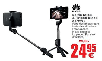 Promoties Huawei selfie stick + tripod black 2 en-in 1 - Huawei - Geldig van 15/05/2018 tot 28/05/2018 bij Cora