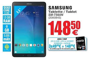 Promoties Samsung tablette - tablet sm-t560n - Samsung - Geldig van 15/05/2018 tot 28/05/2018 bij Cora