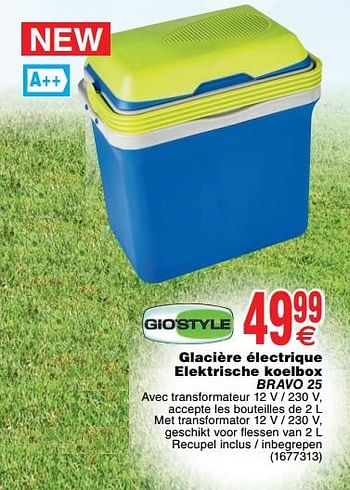 Promoties Glacière électrique elektrische koelbox bravo 25 - Gio'Style - Geldig van 15/05/2018 tot 28/05/2018 bij Cora