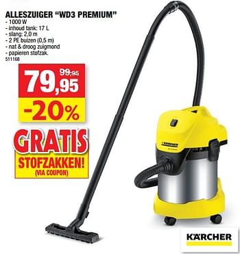Promoties Karcher alleszuiger wd3 premium - Kärcher - Geldig van 16/05/2018 tot 27/05/2018 bij Hubo