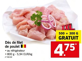 Promotions Dés de filet de poulet - Produit maison - Lidl - Valide de 22/05/2018 à 26/05/2018 chez Lidl