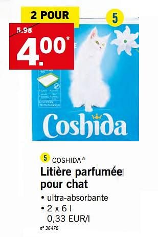 Promoties Litière parfumée pour chat - Coshida - Geldig van 24/05/2018 tot 26/05/2018 bij Lidl