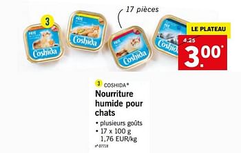 Promoties Nourriture humide pour chats - Coshida - Geldig van 24/05/2018 tot 26/05/2018 bij Lidl
