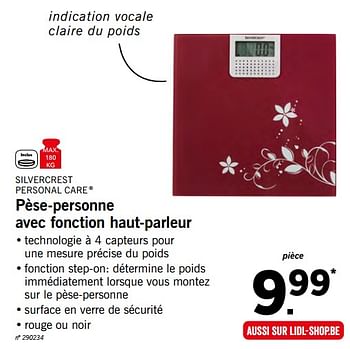 Promotions Pèse-personne avec fonction haut-parleur - SilverCrest - Valide de 22/05/2018 à 26/05/2018 chez Lidl