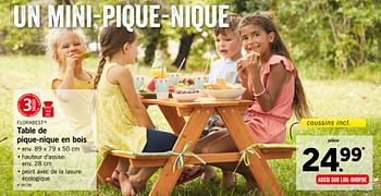 Promoties Table de pique-nique en bois - Flora  Best - Geldig van 22/05/2018 tot 26/05/2018 bij Lidl