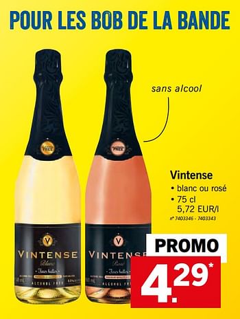 Promotions Vintense - Vins blancs - Valide de 22/05/2018 à 26/05/2018 chez Lidl