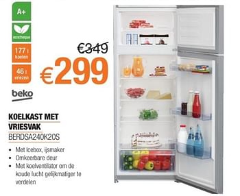 Promoties Beko koelkast met vriesvak berdsa240k20s - Beko - Geldig van 30/04/2018 tot 31/05/2018 bij Expert
