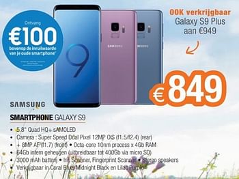 Promoties Samsung smartphone galaxy s9 - Samsung - Geldig van 30/04/2018 tot 31/05/2018 bij Expert