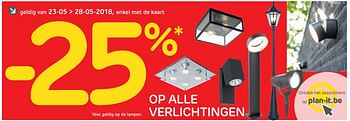 Promoties - 25% op alle verlichtingen - Huismerk - BricoPlanit - Geldig van 23/05/2018 tot 28/05/2018 bij BricoPlanit