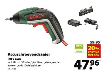 Promoties Bosch accuschroevendraaier ixo v basic - Bosch - Geldig van 23/05/2018 tot 11/06/2018 bij Gamma