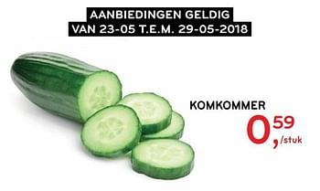 Promoties Komkommer - Huismerk - Alvo - Geldig van 23/05/2018 tot 29/05/2018 bij Alvo