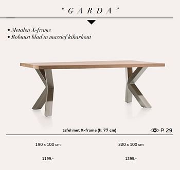 Promoties Garda tafel met x-frame - Huismerk - Xooon - Geldig van 01/05/2018 tot 01/11/2018 bij Xooon
