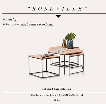 Promoties Roseville set van 4 bijzettafeltjes - Huismerk - Xooon - Geldig van 01/05/2018 tot 01/11/2018 bij Xooon