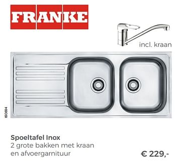 Promoties Franke spoeltafel inox - Franke - Geldig van 20/05/2018 tot 30/06/2018 bij Multi Bazar
