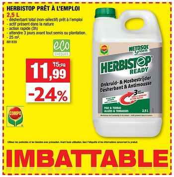Promotions Herbistop prêt à l`emploi - Compo - Valide de 16/05/2018 à 27/05/2018 chez Hubo