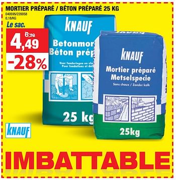 Promoties Mortier préparé - béton préparé - Knauf - Geldig van 16/05/2018 tot 27/05/2018 bij Hubo