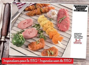 Promotions Brochette de poulet trio - Produit maison - Alvo - Valide de 23/05/2018 à 29/05/2018 chez Alvo