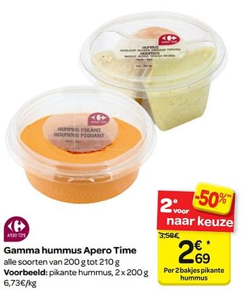 Promoties Gamma hummus apero time - Huismerk - Carrefour  - Geldig van 16/05/2018 tot 28/05/2018 bij Carrefour