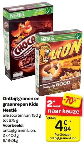 Promotions Ontbijtgranen en graanrepen kids nestlé - Nestlé - Valide de 16/05/2018 à 28/05/2018 chez Carrefour
