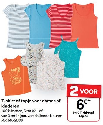 Promoties T-shirt of topje voor dames of kinderen - Huismerk - Carrefour  - Geldig van 16/05/2018 tot 28/05/2018 bij Carrefour