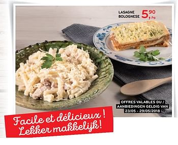 Promoties Lasagne bolognese - Huismerk - Alvo - Geldig van 23/05/2018 tot 29/05/2018 bij Alvo