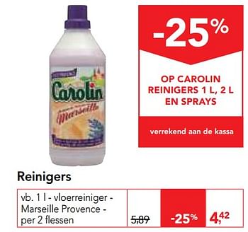 Promotions Carolin vloerreiniger - marseille provence - Carolin - Valide de 23/05/2018 à 05/06/2018 chez Makro